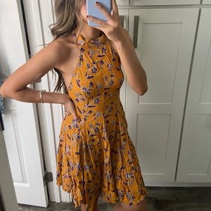 FLORAL MINI HALTER NECK DRESS